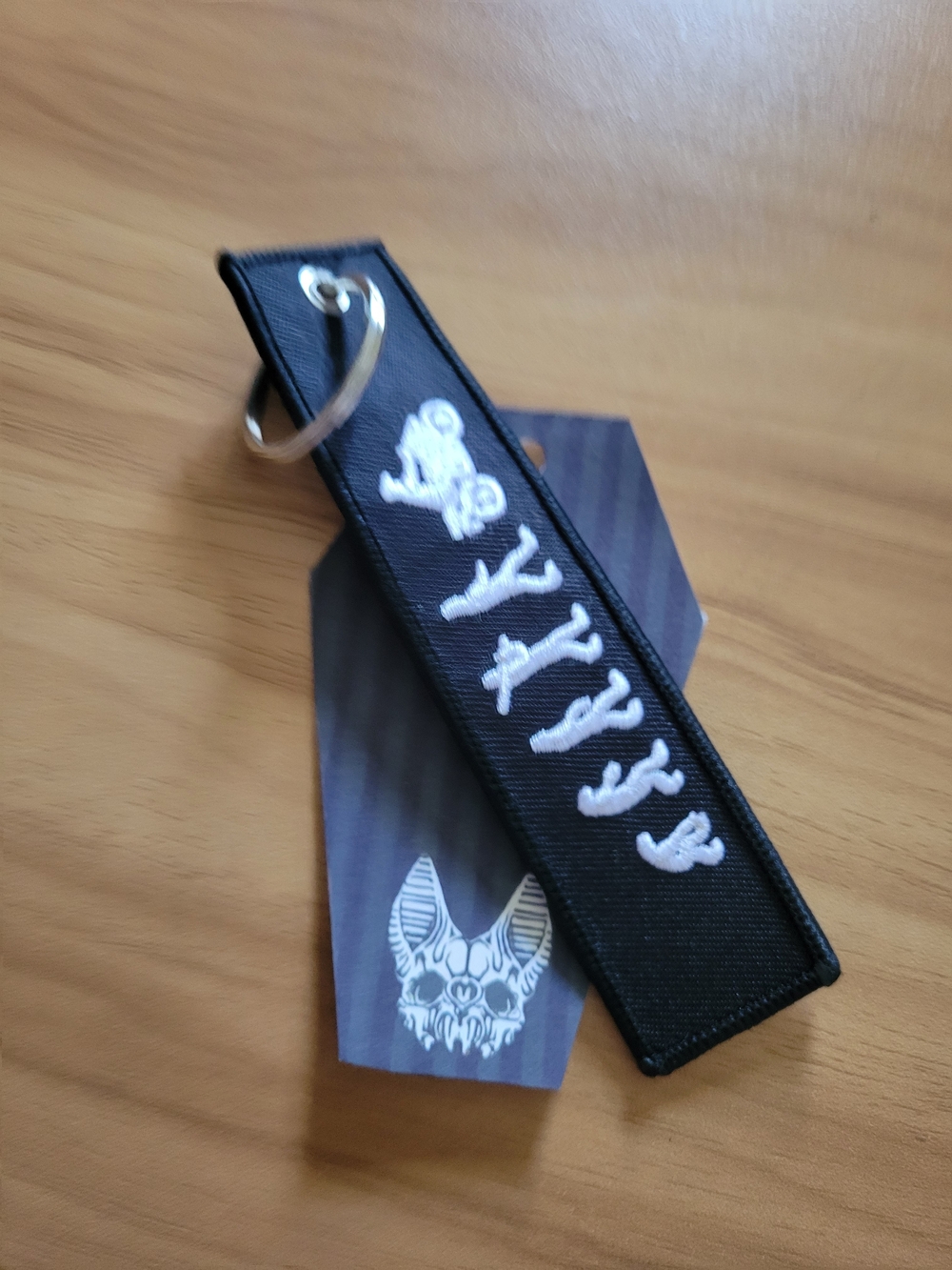 💀NEW💀Hand Crafted Black Keychain Strap with White Embroidery - Men Accessories
